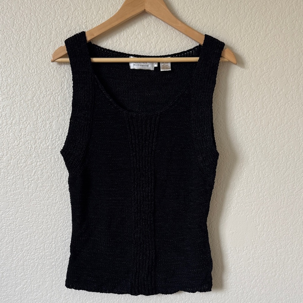 Dana Buchman textured Black Sleeveless Knit Top